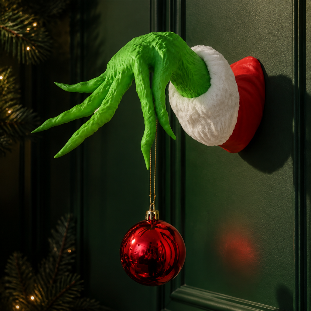 💚🎄 Grinch-Inspired Christmas Hand Wall Hanger – Funny Ornament Holder & Holiday Wall Décor