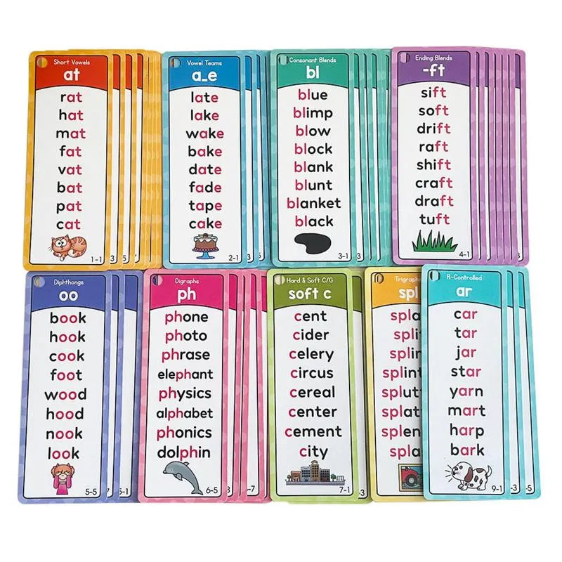 🎁🔥Phonics Word Cards 117 Sound Groups 900+ Rhyming Words Preschool English Discovery Joy
