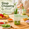 🧄 4-in-1 Handheld Electric Chopper: Slice, Mince, Peel & Auto-Clean!