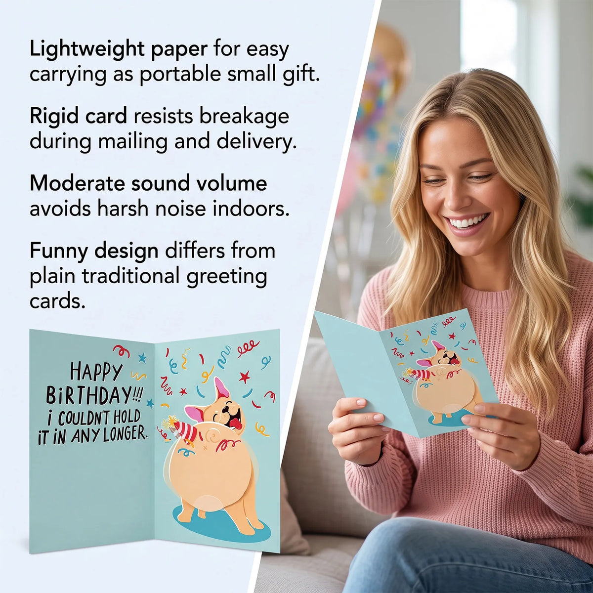 🐶Funny Farting Dog Birthday Card ✨Humorous Greeting Card for Gift Giving