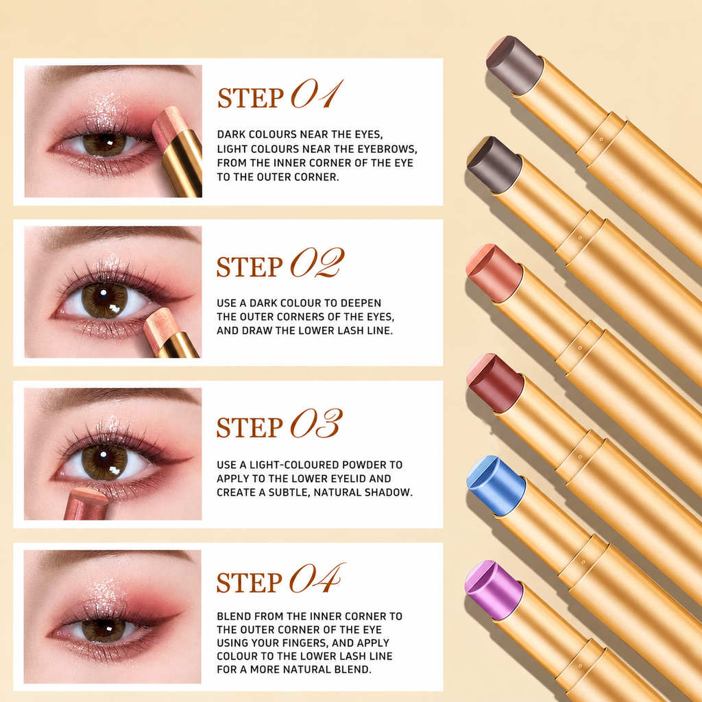 ✨3‑in‑1 Eyeshadow Stick | 3 Color Cream Shimmer Eye Makeup Stick