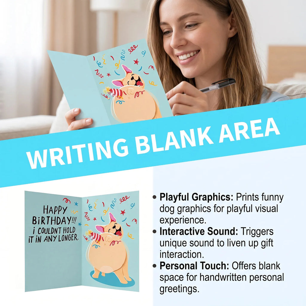 🐶Funny Farting Dog Birthday Card ✨Humorous Greeting Card for Gift Giving