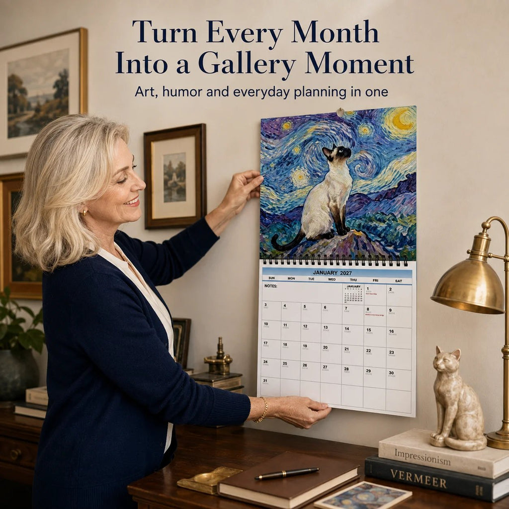 🐱 2027 Cat Art Calendar — 12 Masterpieces Reimagined With A Curious Feline Twist
