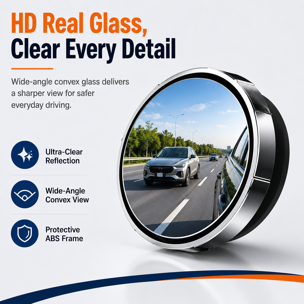 2-Pack Blind Spot Mirrors – 360° Adjustable Wide-Angle Rearview Safety Mirrors