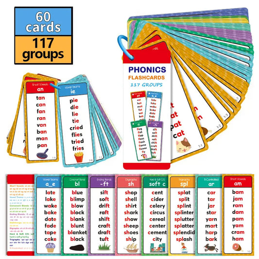 🎁🔥Phonics Word Cards 117 Sound Groups 900+ Rhyming Words Preschool English Discovery Joy