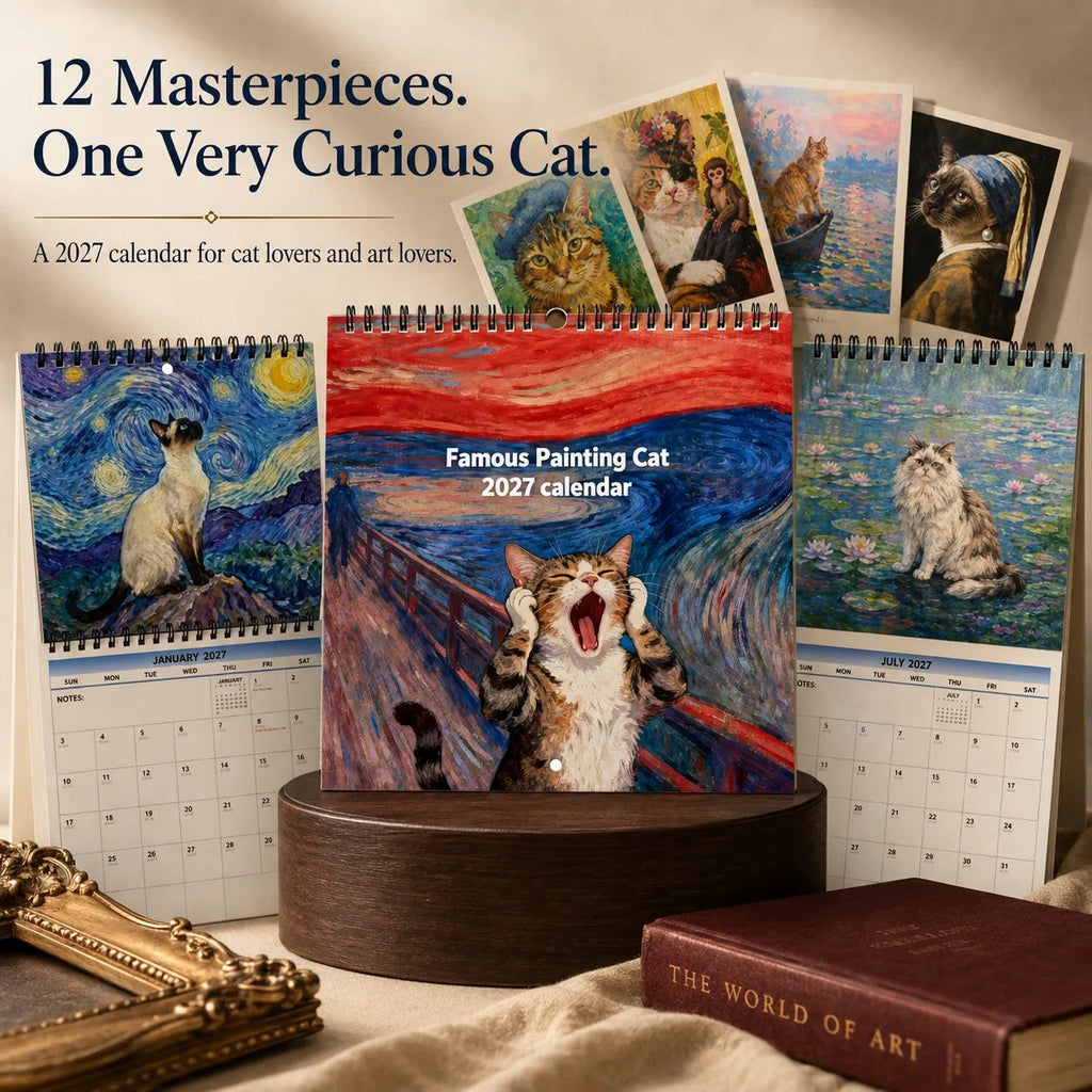 🐱 2027 Cat Art Calendar — 12 Masterpieces Reimagined With A Curious Feline Twist