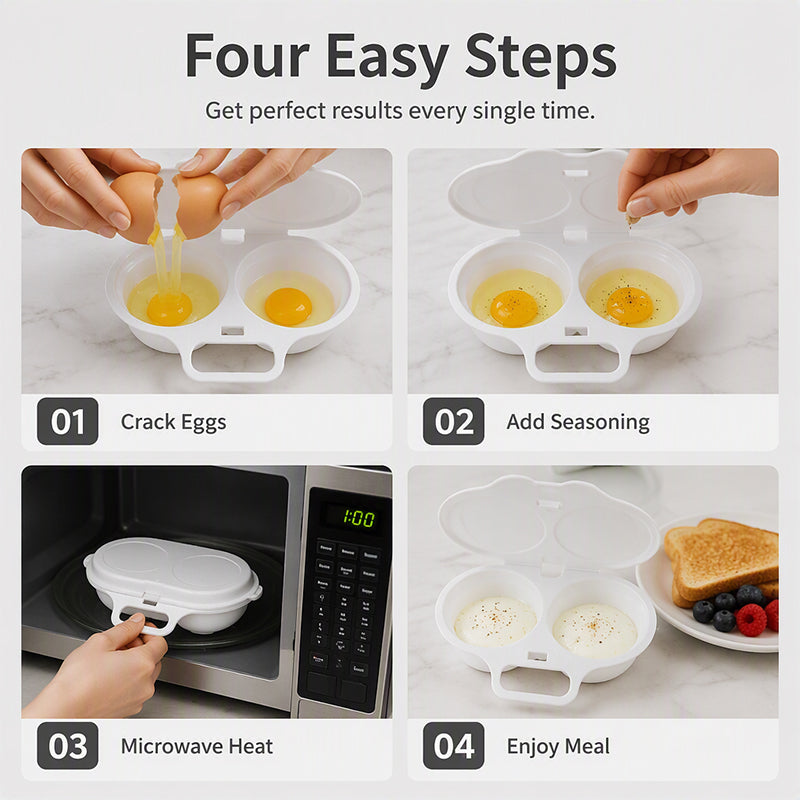 🍳Buy 1 Get 1 Free🍳 2-Egg Microwave Poacher – Quick Breakfast Maker for Busy Mornings
